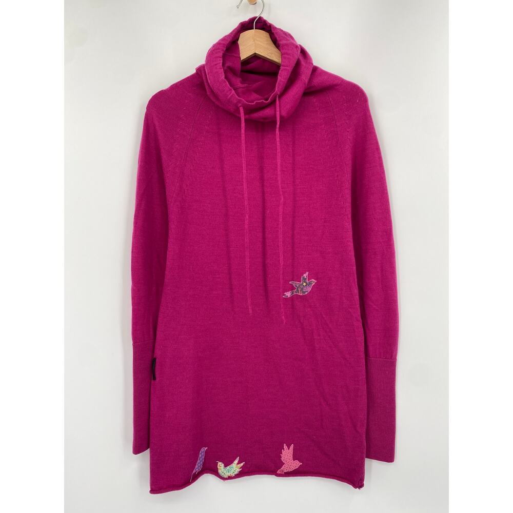 icebreaker merino wool‎ hot pink funnel neck sweater